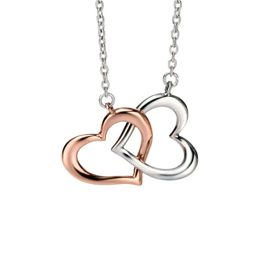 Heart Link Necklace with Rose Gold Plating
