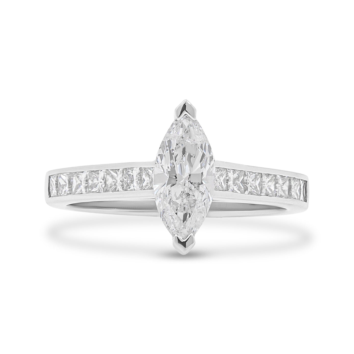 Marquise Cut Solitaire Diamond Channel Set Engagement Ring