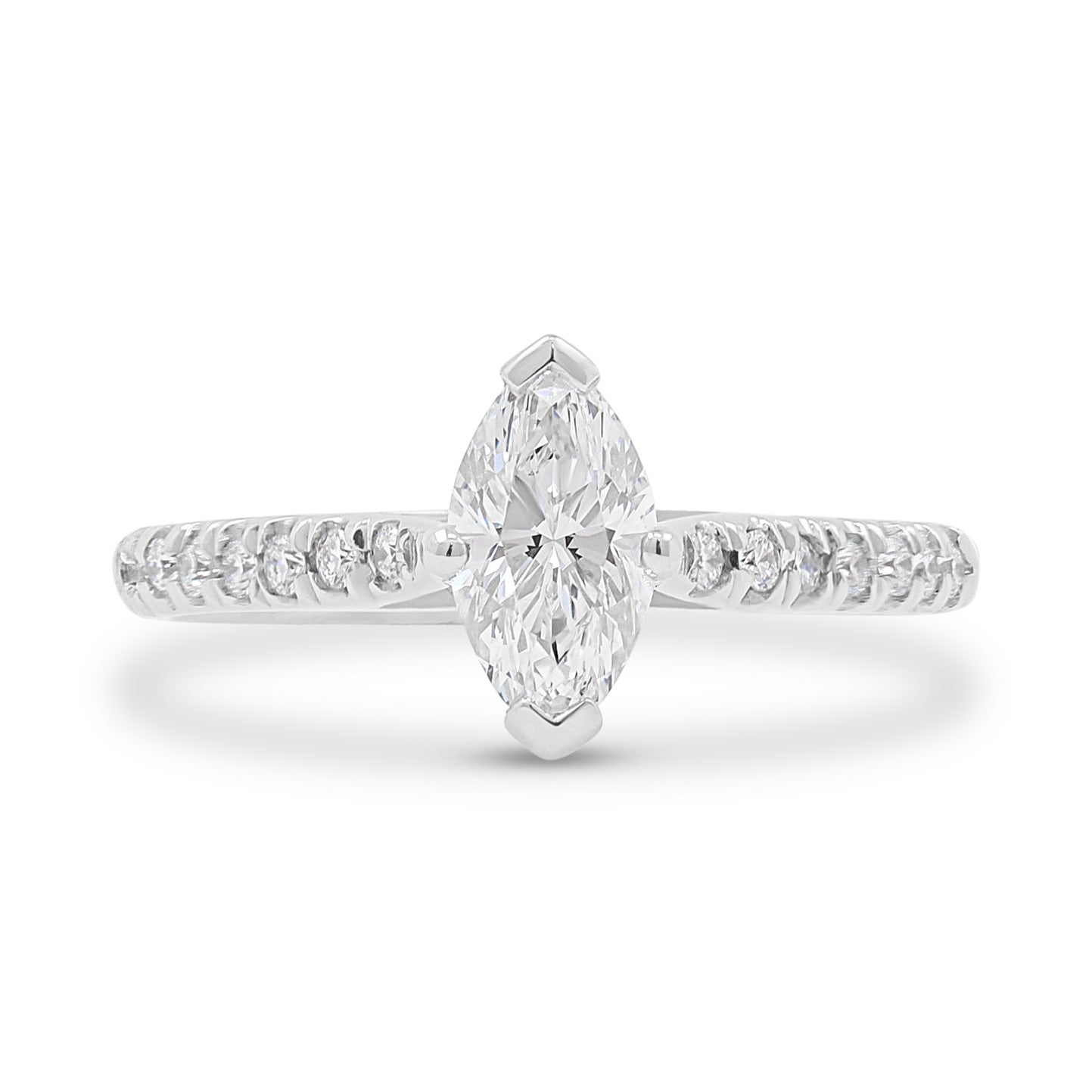 Marquise Cut Solitaire Diamond Shoulder Set Engagement Ring