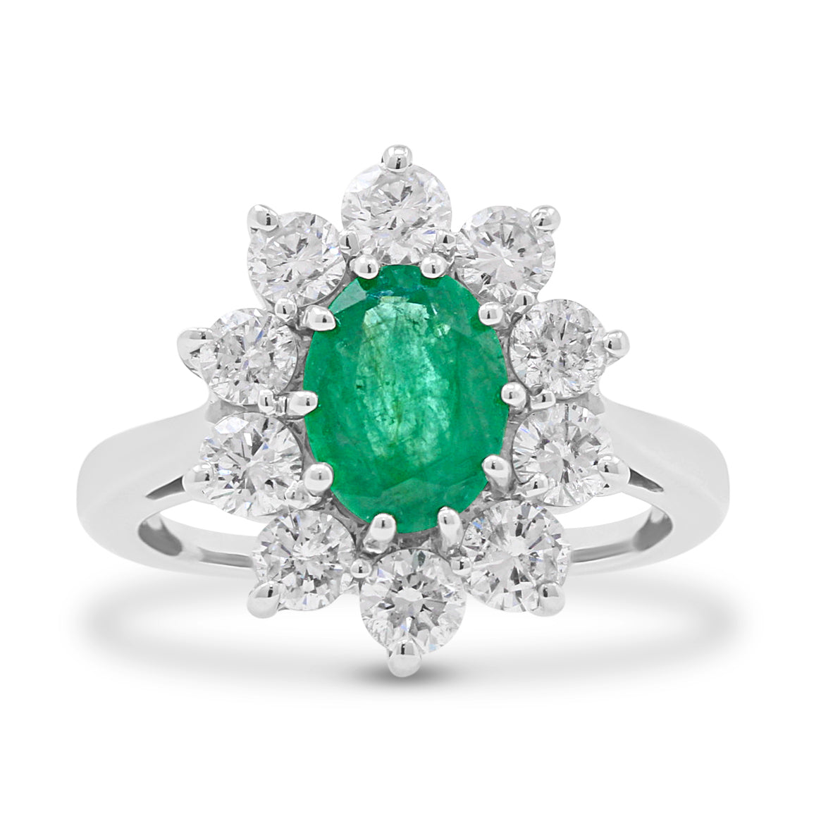 18ct White Gold Emerald and Diamond Dress Ring