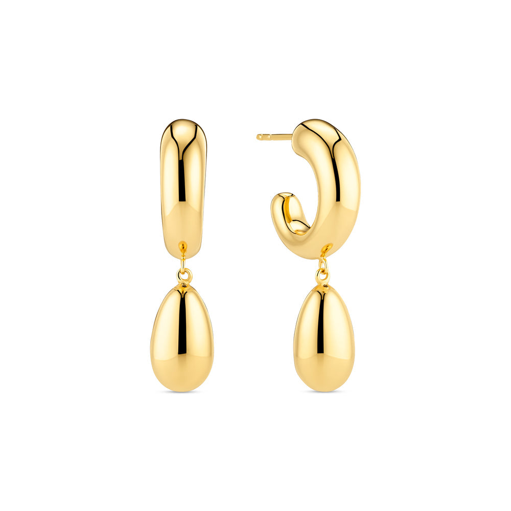 Sif Jakobs Yellow Gold Plated Goccia Pendolo Pianura Earrings