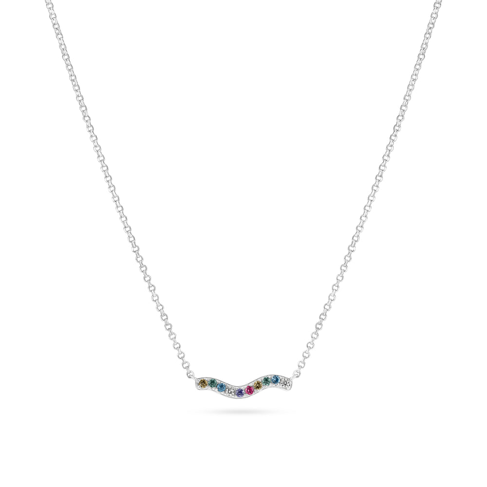 Sif Jakobs Silver Multi-Coloured Stone Ellera Waves Necklace