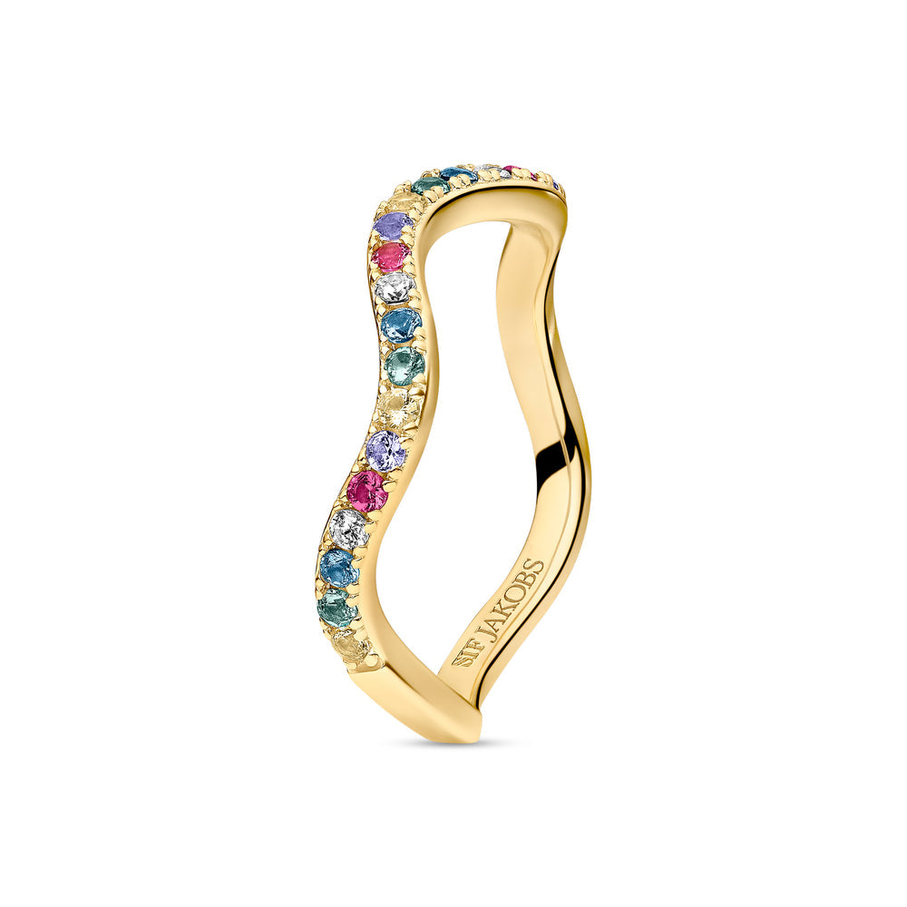 Sif Jakobs Gold Plated Multi-Coloured Stone Ring Ellera Waves