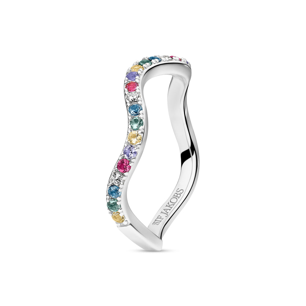Sif Jakobs Silver Multi-Coloured Stone Ring Ellera Waves