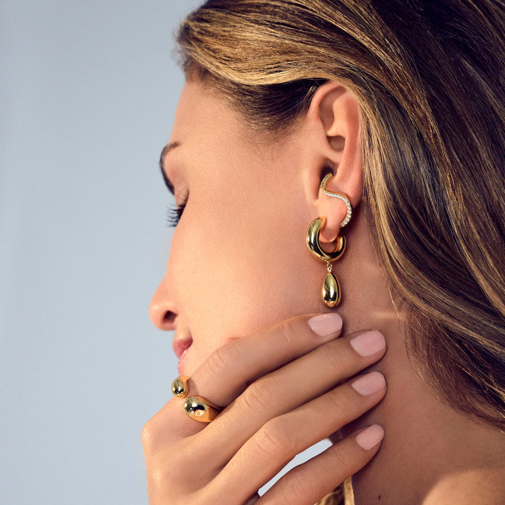 Sif Jakobs Yellow Gold Plated Goccia Pendolo Pianura Earrings