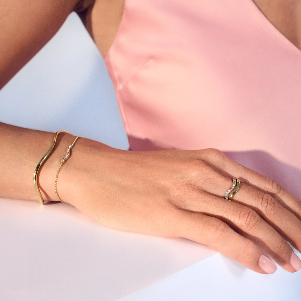 Sif Jakobs Gold Plated Multi-Coloured Stone Ring Ellera Waves