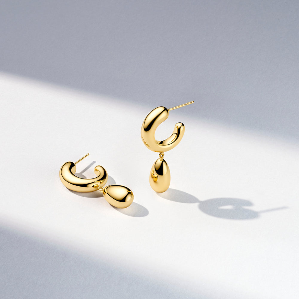 Sif Jakobs Yellow Gold Plated Goccia Pendolo Pianura Earrings