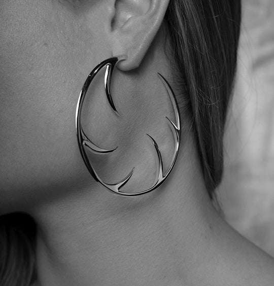 SILVER MULTI CAT CLAW HOOP EARRINGS