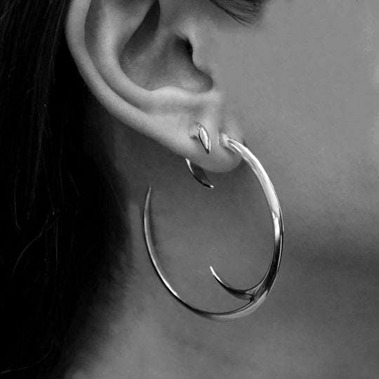 SILVER CAT CLAW LARGE HOOP EARRINGS