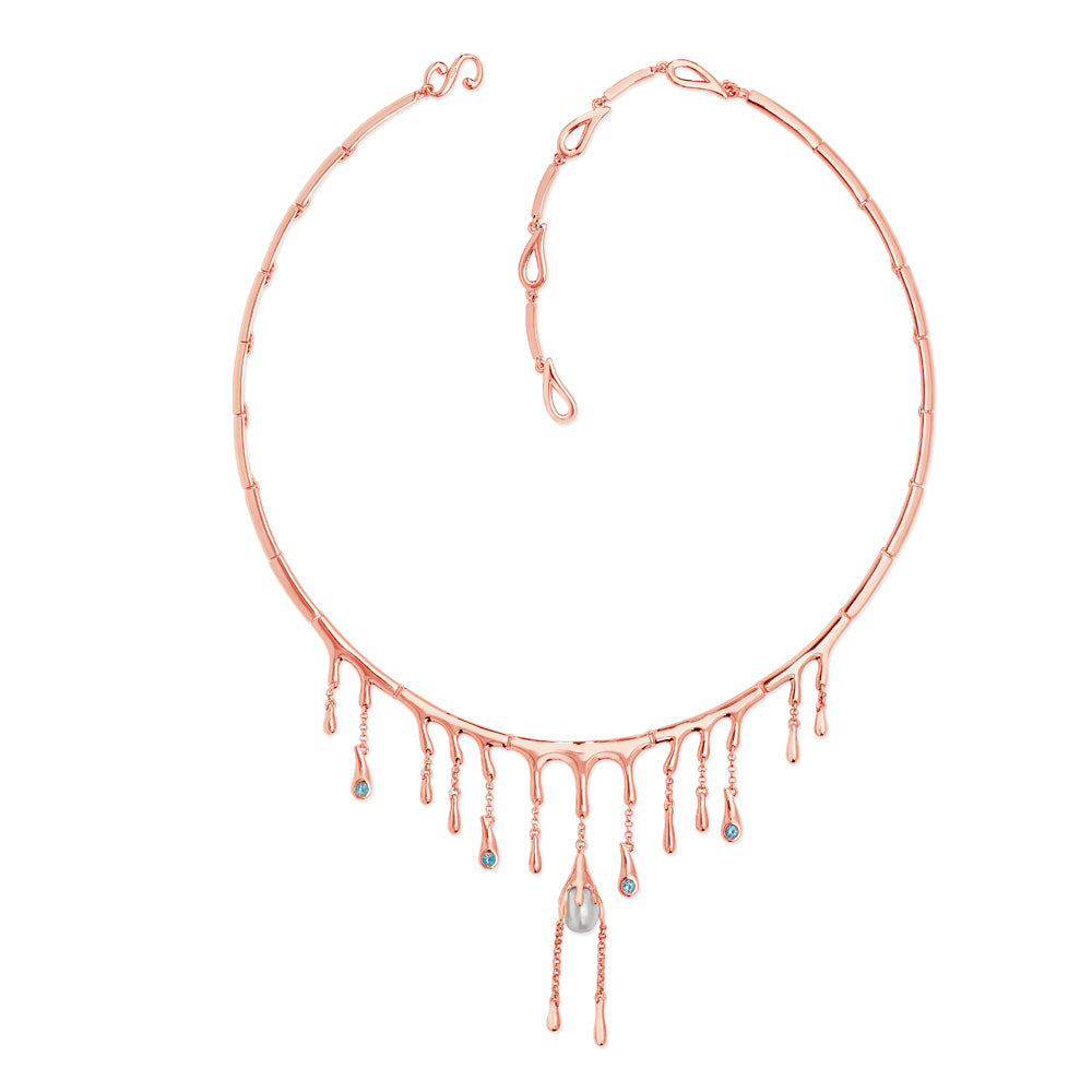 Statement Couture Pearl Necklace in Rose Gold Vermeil