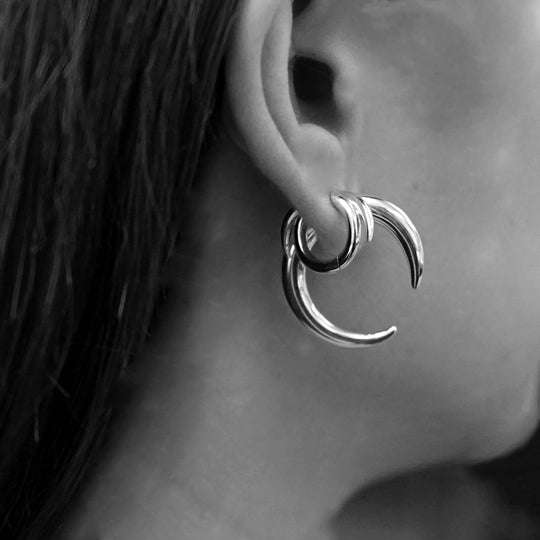 SILVER LARGE HOOP TALON EARRINGS