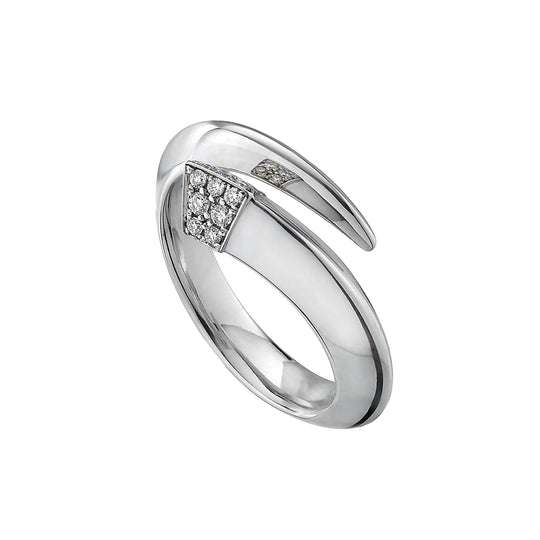 SILVER DIAMOND TUSK RING
