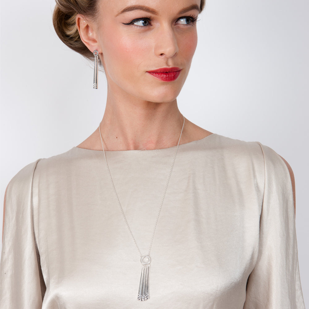 Silver 2 linea Drop Earrings