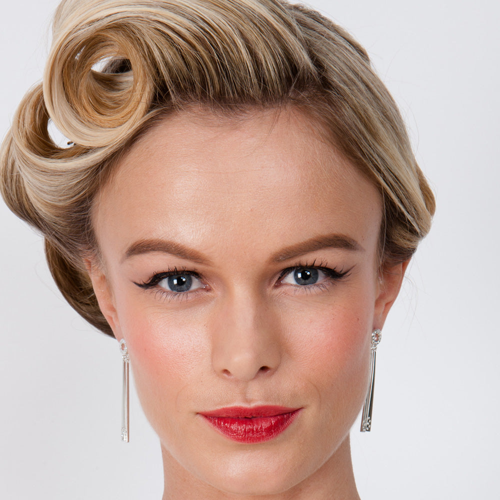 Silver 2 linea Drop Earrings