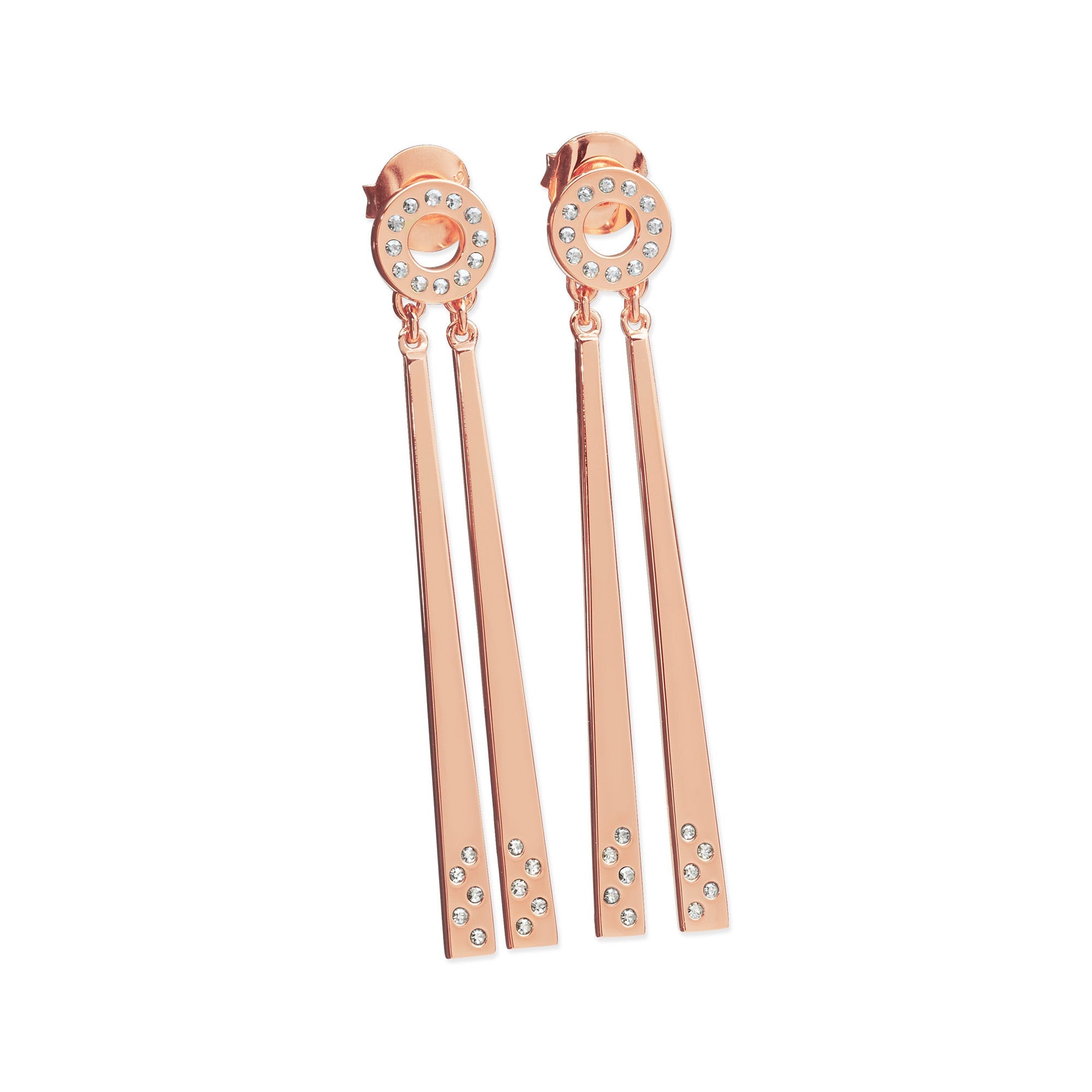 Art Deco 2 linea Drop Earrings in Rose Gold Vermeil