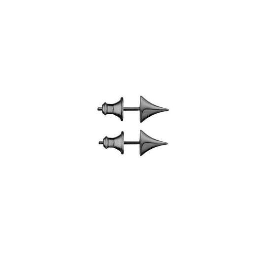 SILVER BLACK RHODIUM ROSE THORN STUD EARRINGS