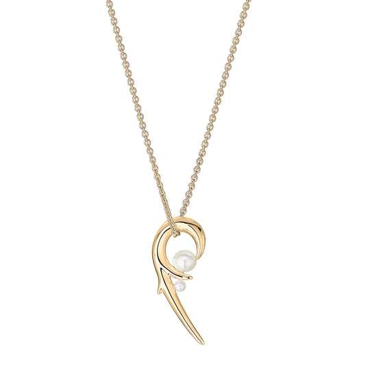 YELLOW GOLD VERMEIL HOOKED PEARL PENDANT