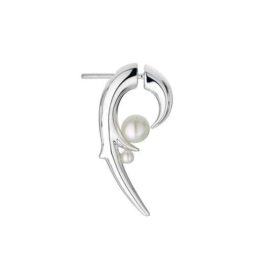 SILVER HOOKED PEARL EARRING