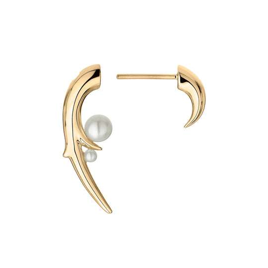 YELLOW GOLD VERMEIL HOOKED PEARL EARRING