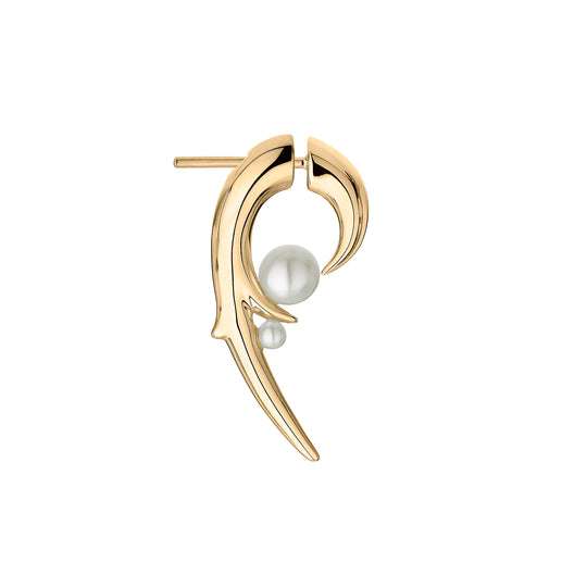 YELLOW GOLD VERMEIL HOOKED PEARL EARRING