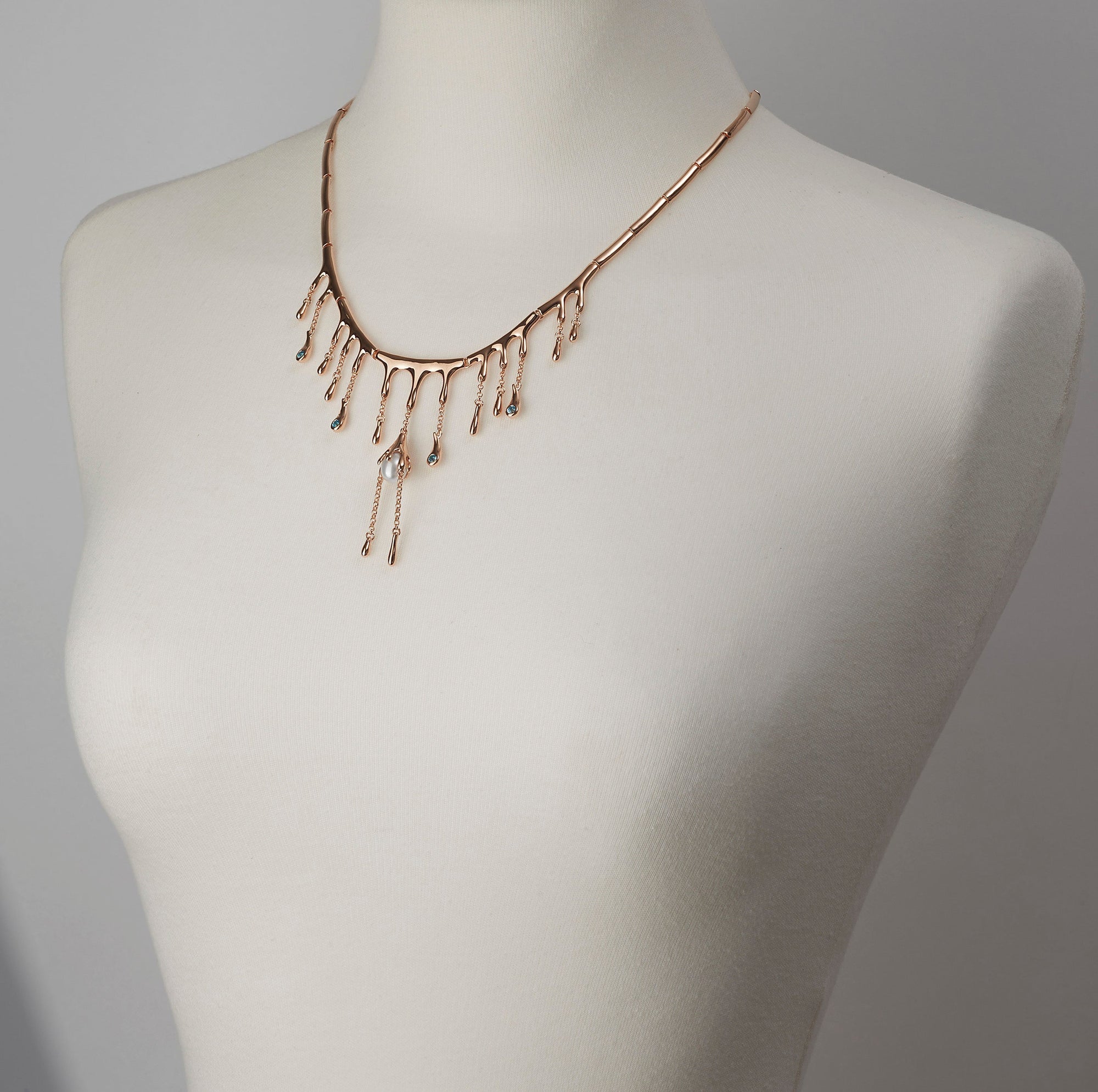 Statement Couture Pearl Necklace in Rose Gold Vermeil