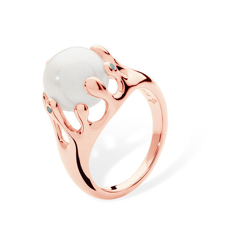 Pearl Ring with Rose Gold Vermeil