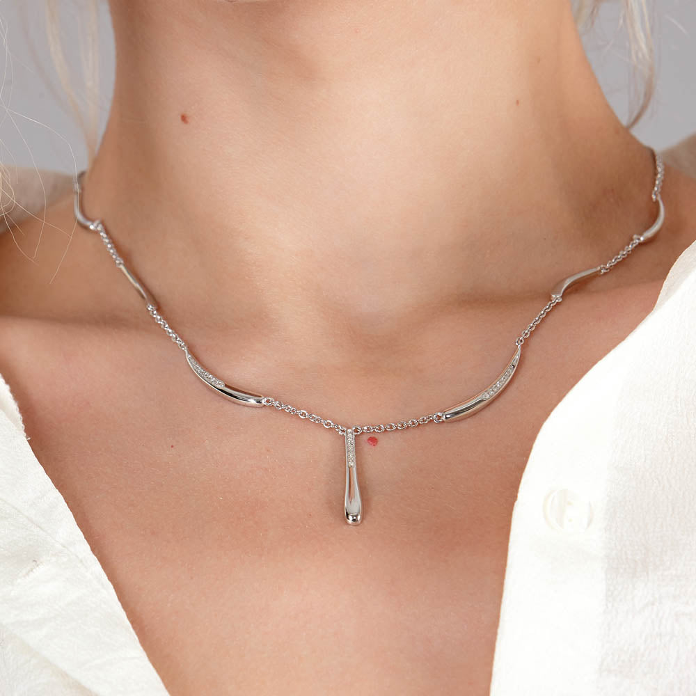 Station Diamond Drop Necklace