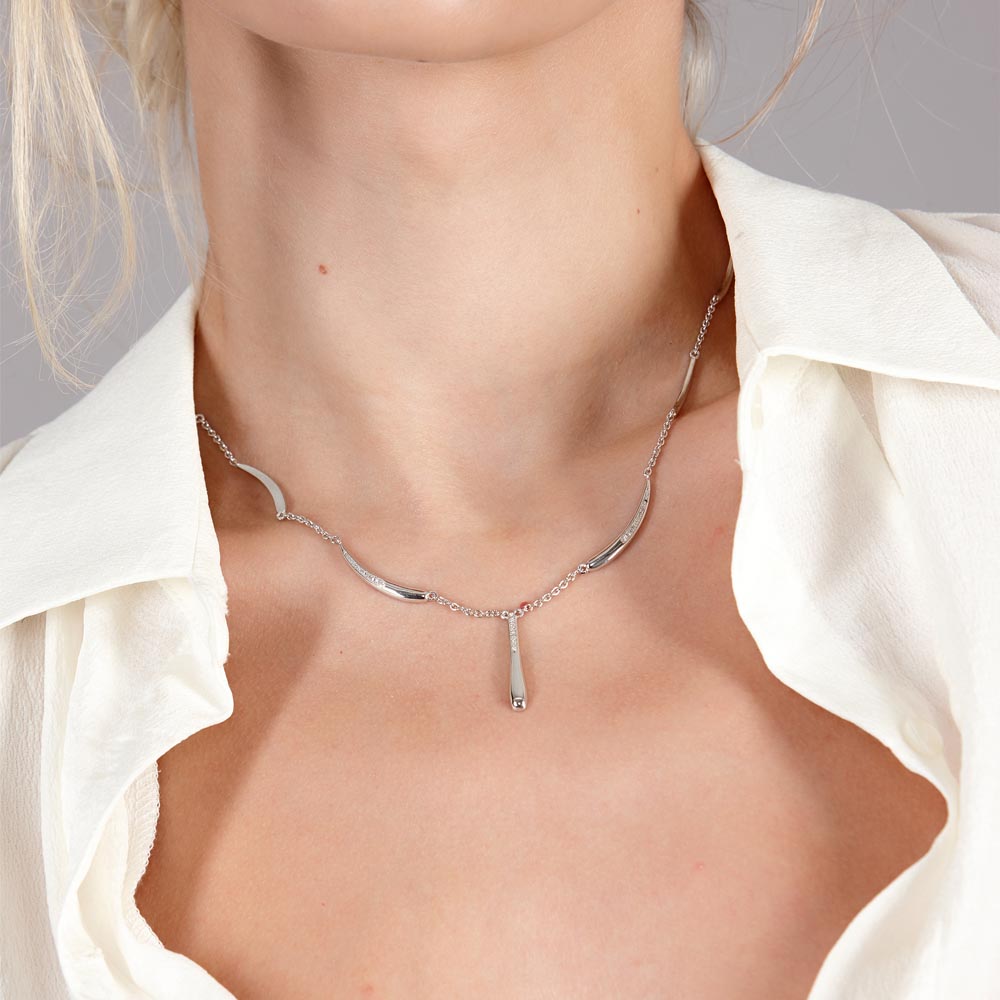 Station Diamond Drop Necklace