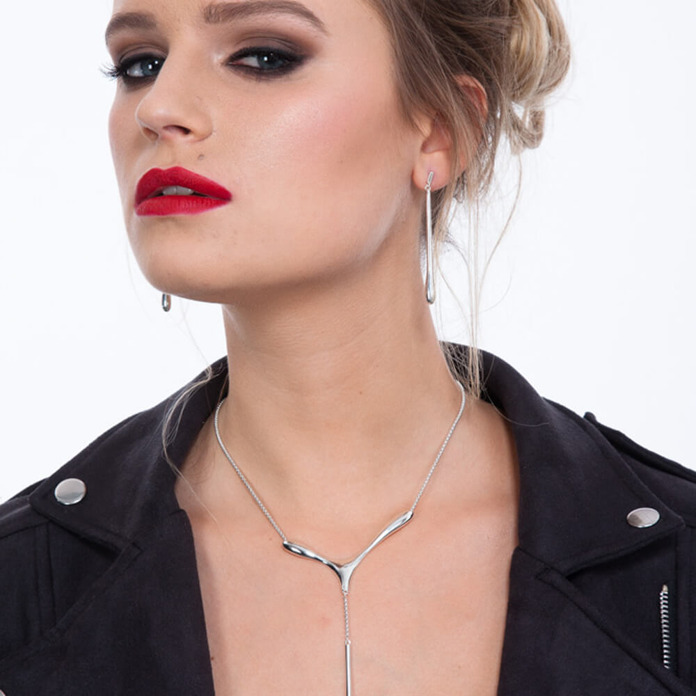 Long Drop Stud Earrings