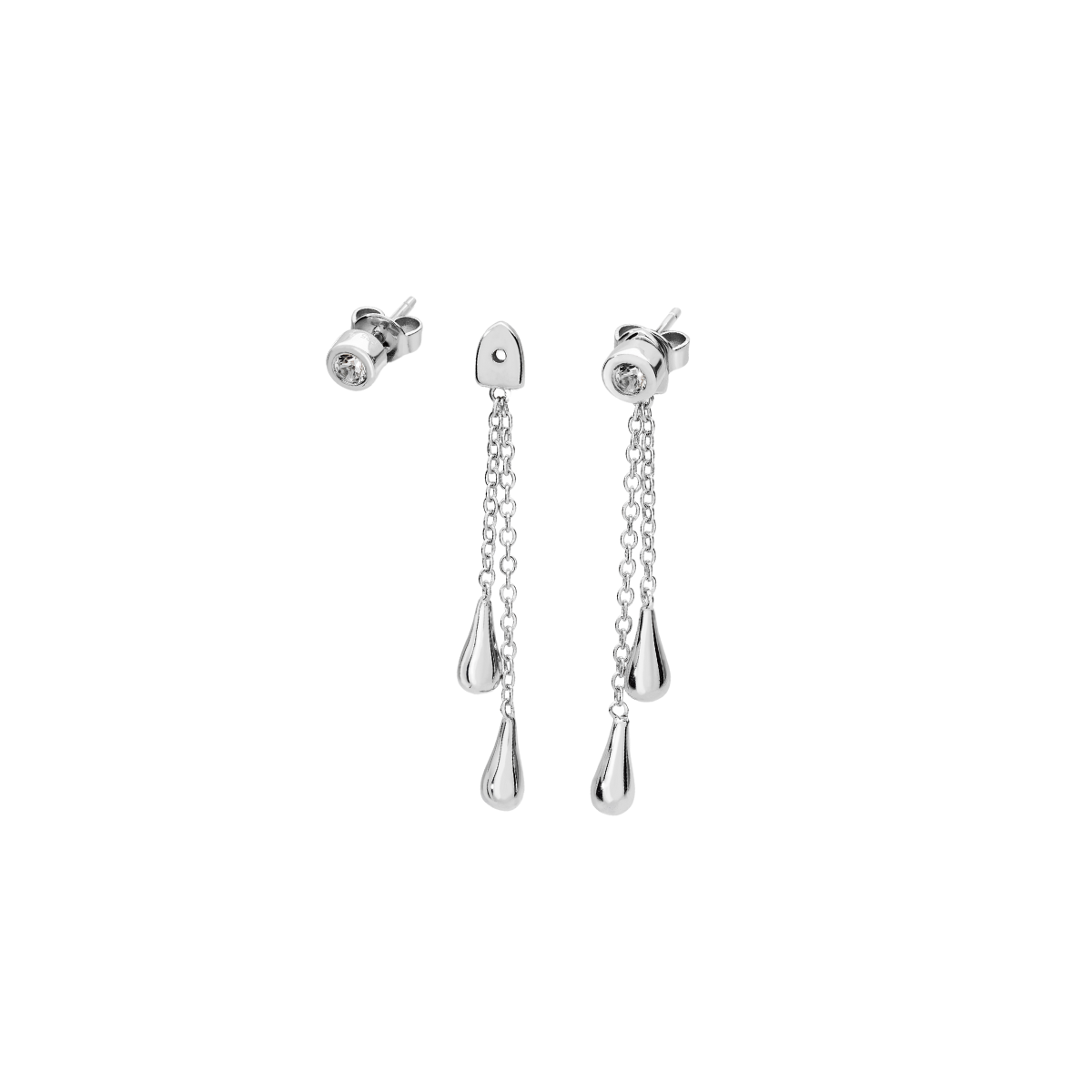 Removable Double Drop Earrings with White Topaz