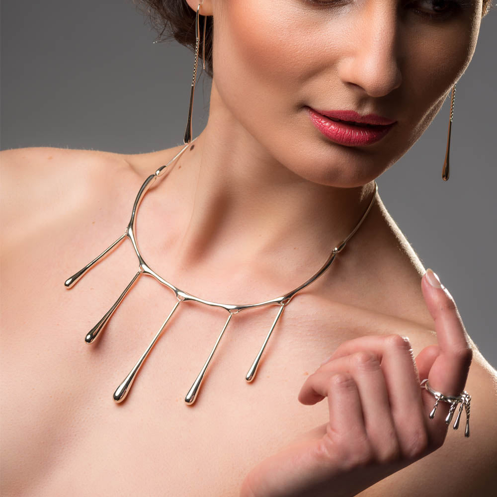 5 Drop Necklace Rose Gold Vermeil