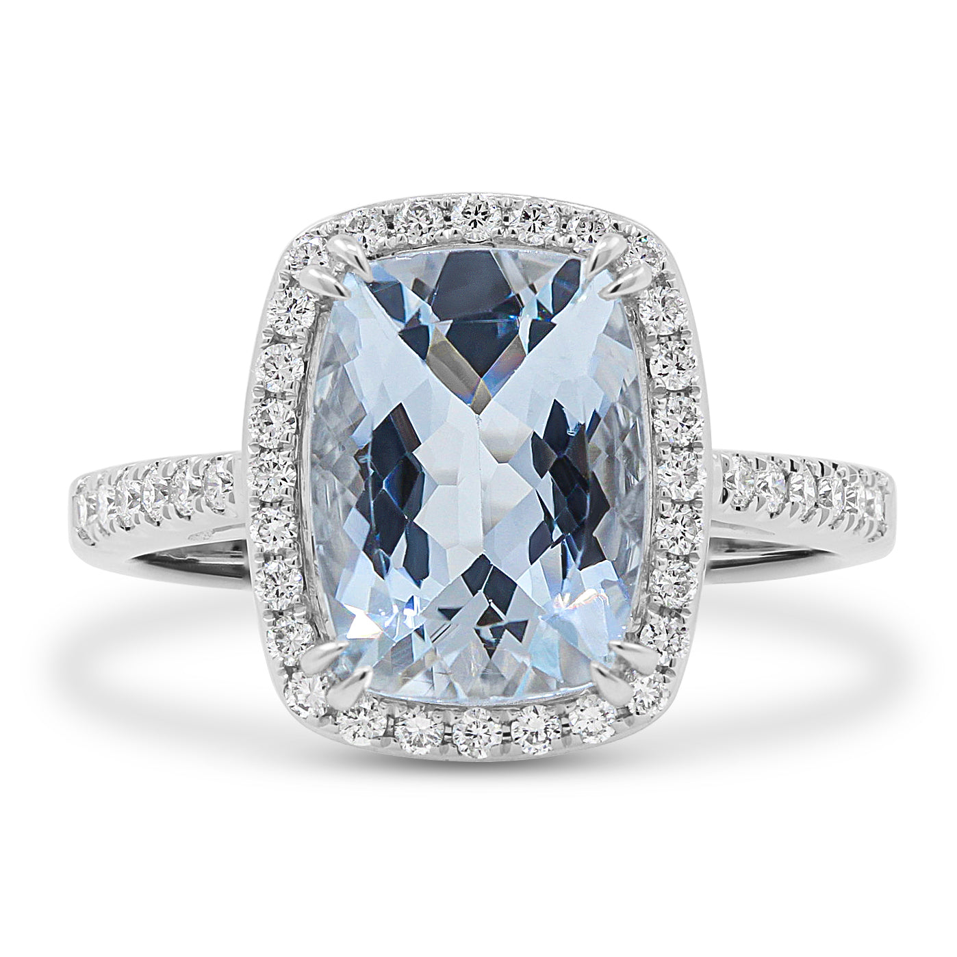 18ct White Gold Aqua and Diamond Dress Ring