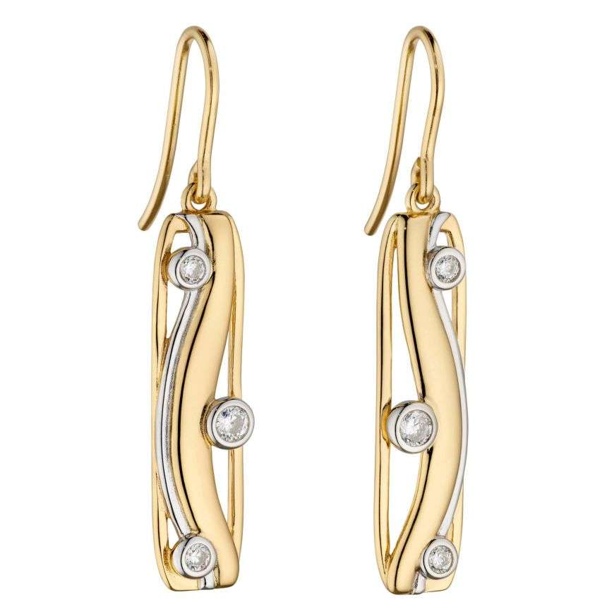 Yellow Gold Plated Soft Rectangular Drop Earrings