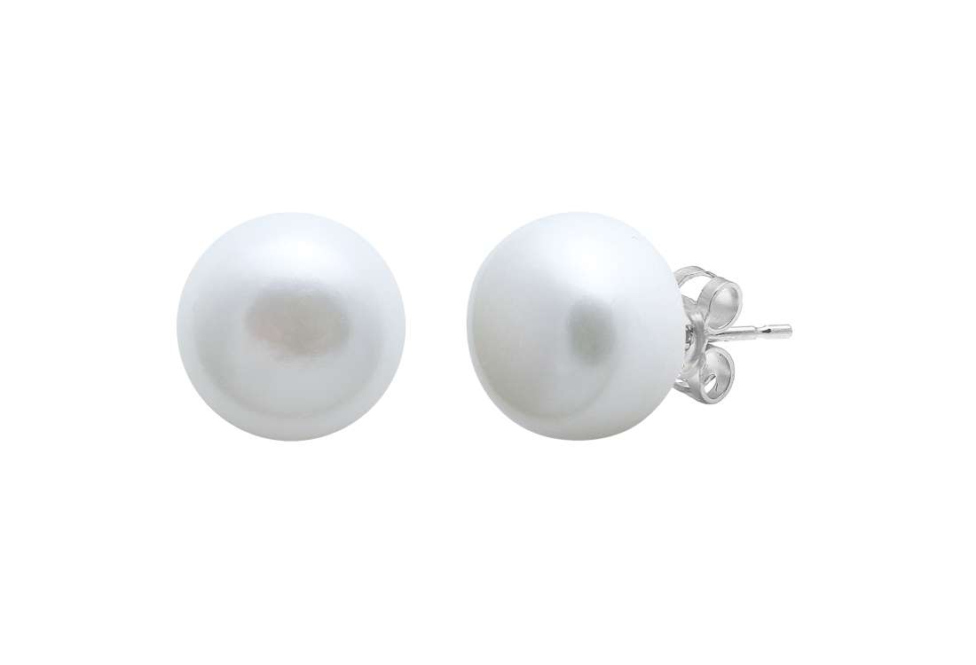 Button Shape Pearl Stud Earrings