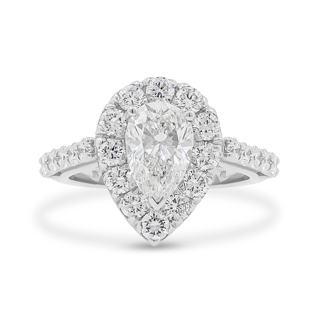 Halo Set Pear Cut Engagement Ring