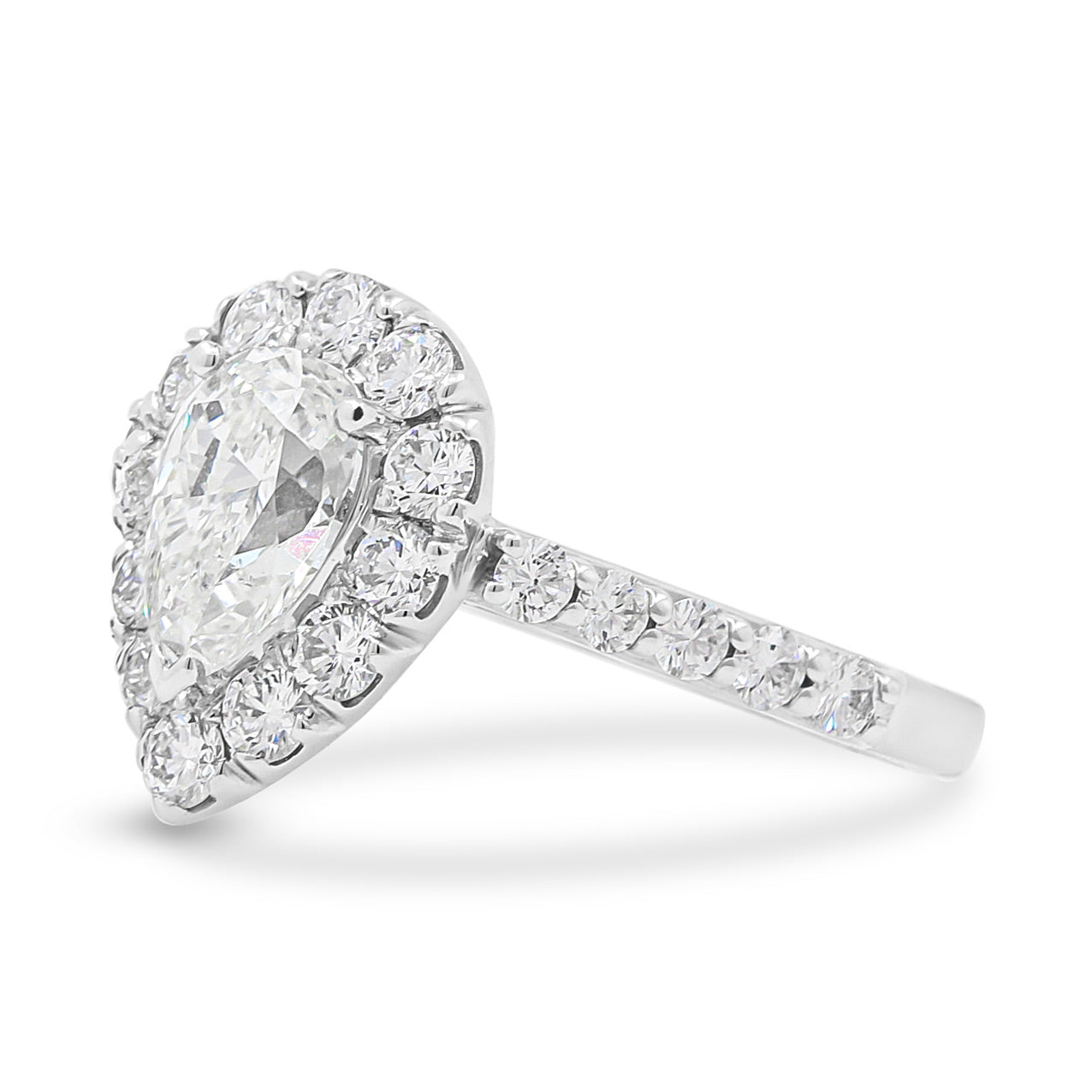 Halo Set Pear Cut Engagement Ring