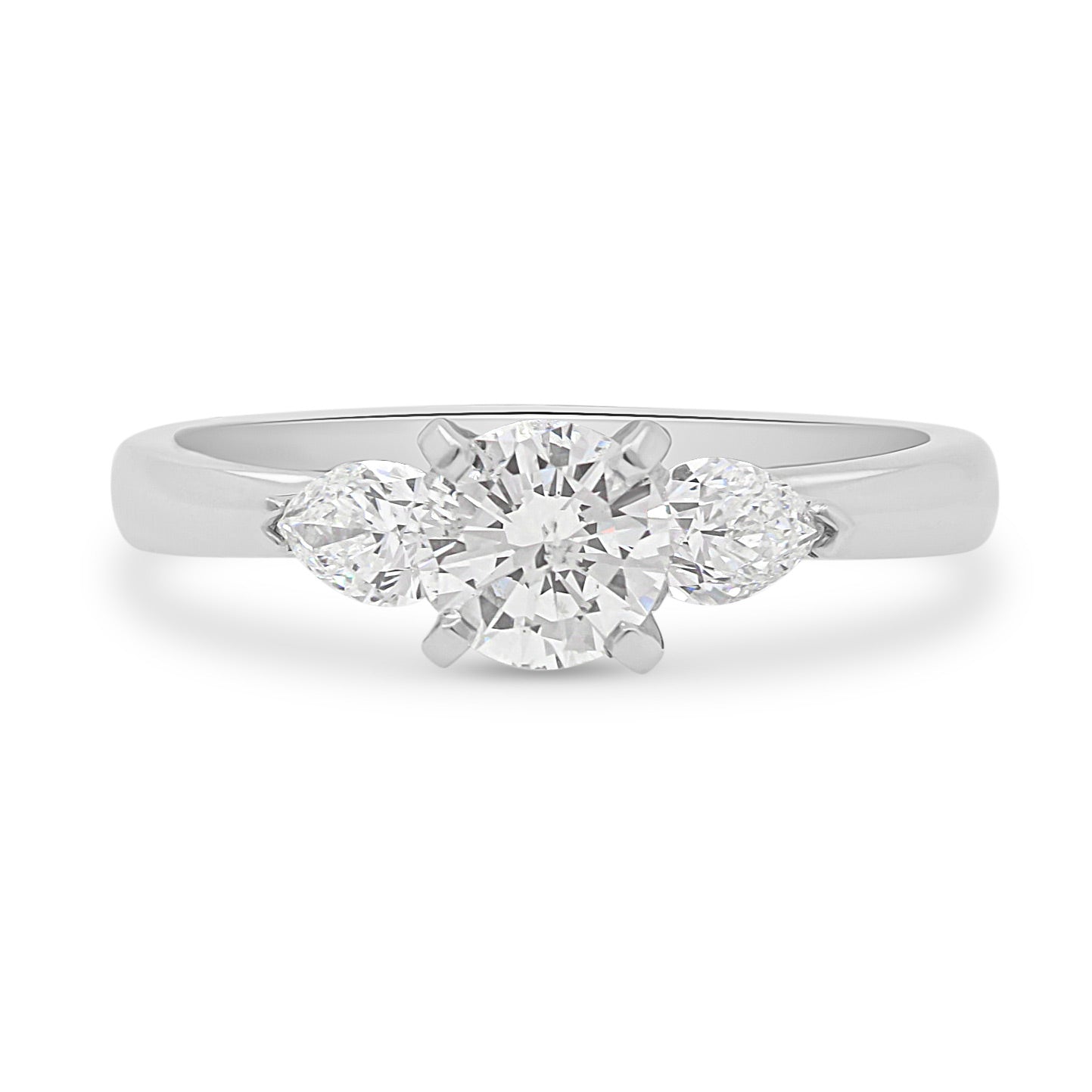 3 Stone Round Brilliant Solitaire Engagement Ring