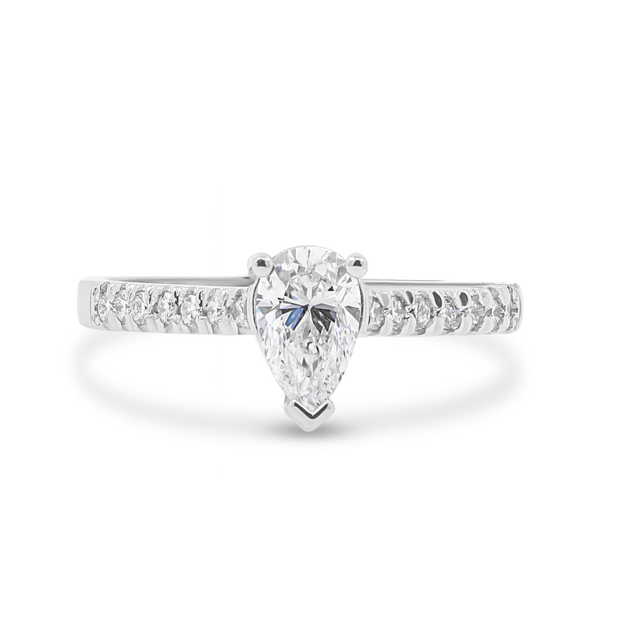 Pear Cut Solitaire Diamond Channel Set Engagement Ring