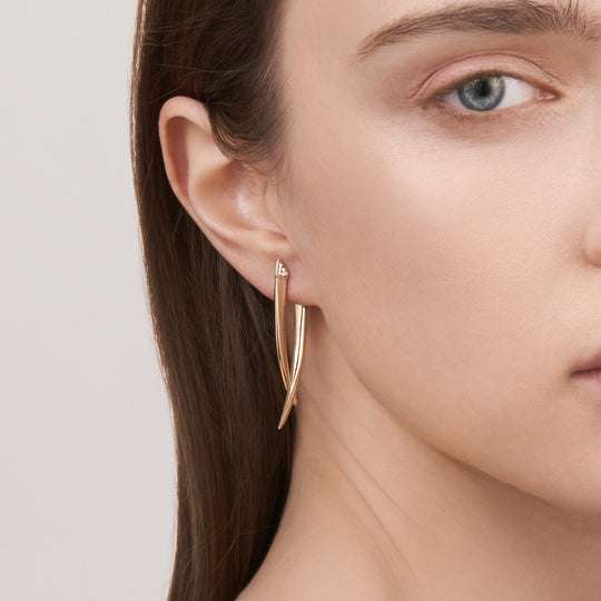 YELLOW GOLD VERMEIL DIAMOND CROSSOVER EARRINGS