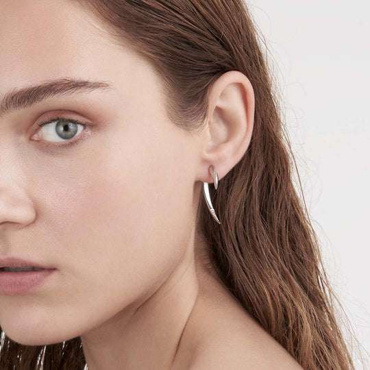 SILVER DIAMOND HOOK EARRINGS