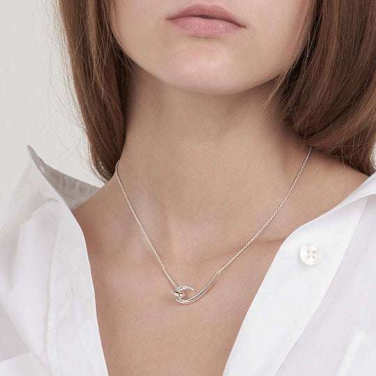 SILVER DIAMOND HOOK PENDANT