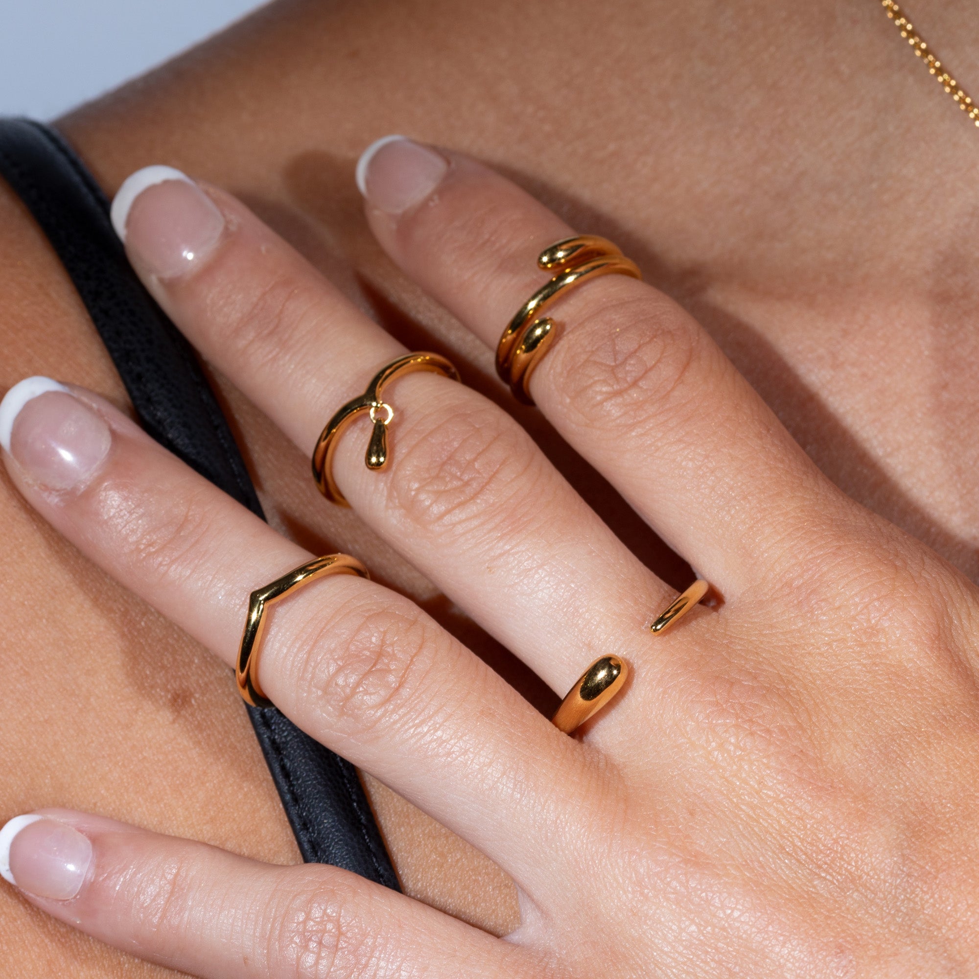 Midi Ring with Drip In Gold Vermeil