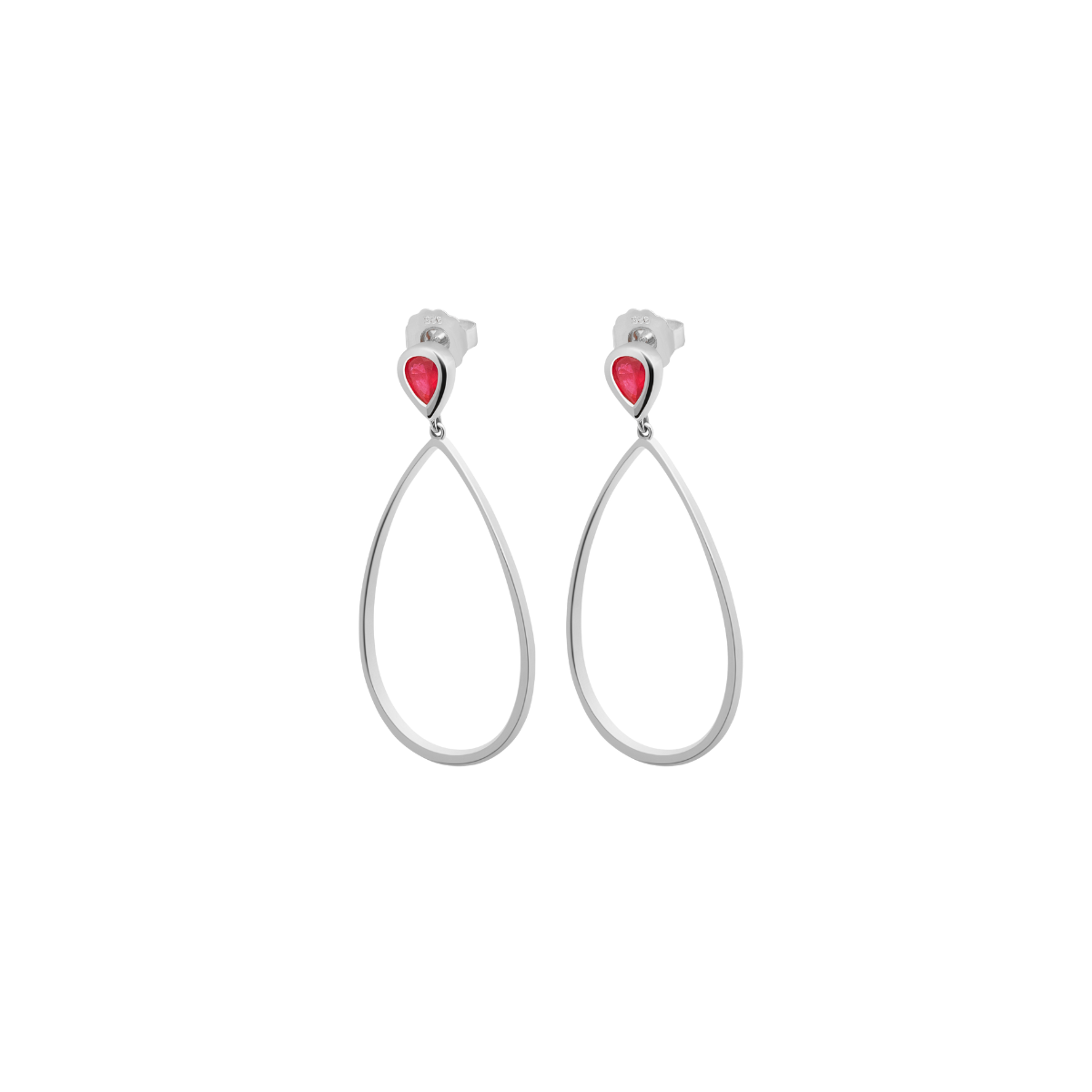 Petal Drop Earrings with Pear Cut Ruby