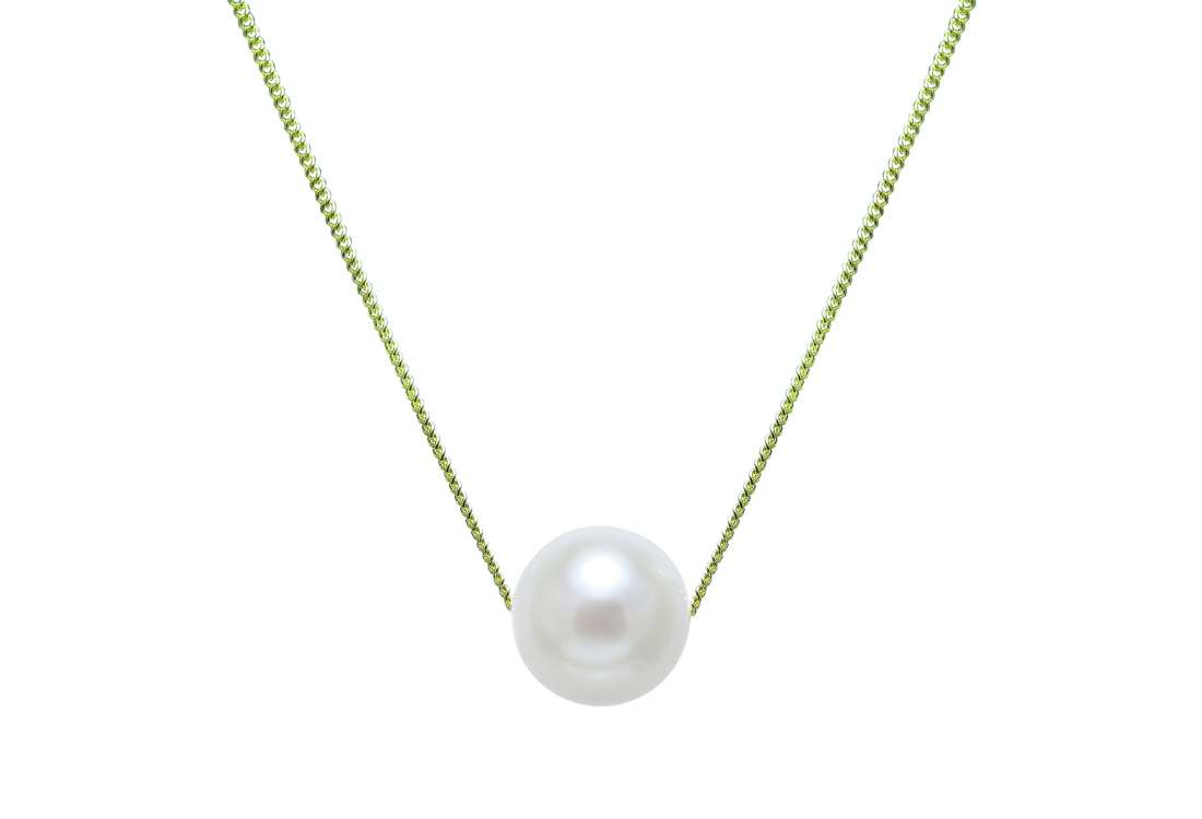 Sliding Round Cultured River Pearl On Chain