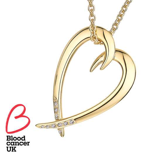 YELLOW GOLD VERMEIL DIAMOND HOOKED HEART PENDANT