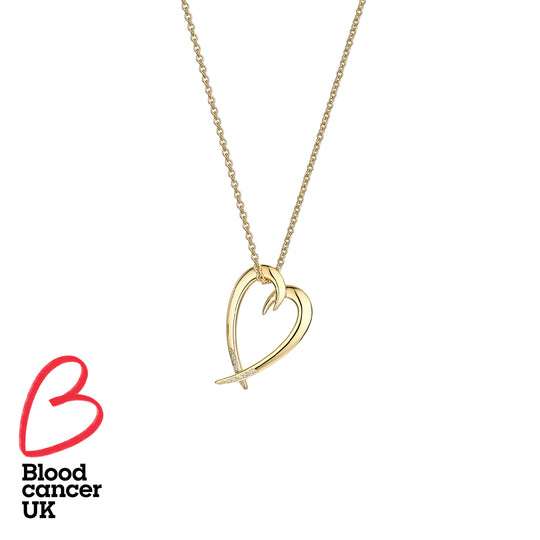 YELLOW GOLD VERMEIL DIAMOND HOOKED HEART PENDANT