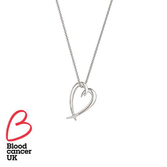 SILVER DIAMOND HOOKED HEART PENDANT