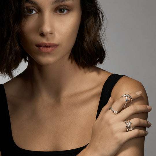 ROSE THORN SILVER TRIPLE BAND