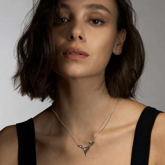 SILVER ROSE THORN BAR EARRINGS