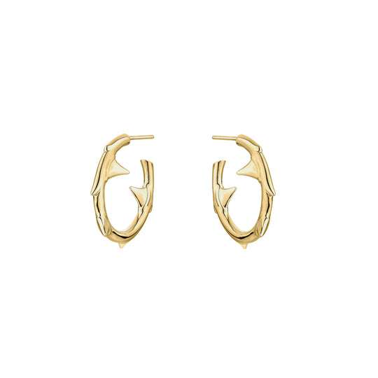 ROSE THORN YELLOW GOLD VERMEIL SMALL HOOP EARRINGS